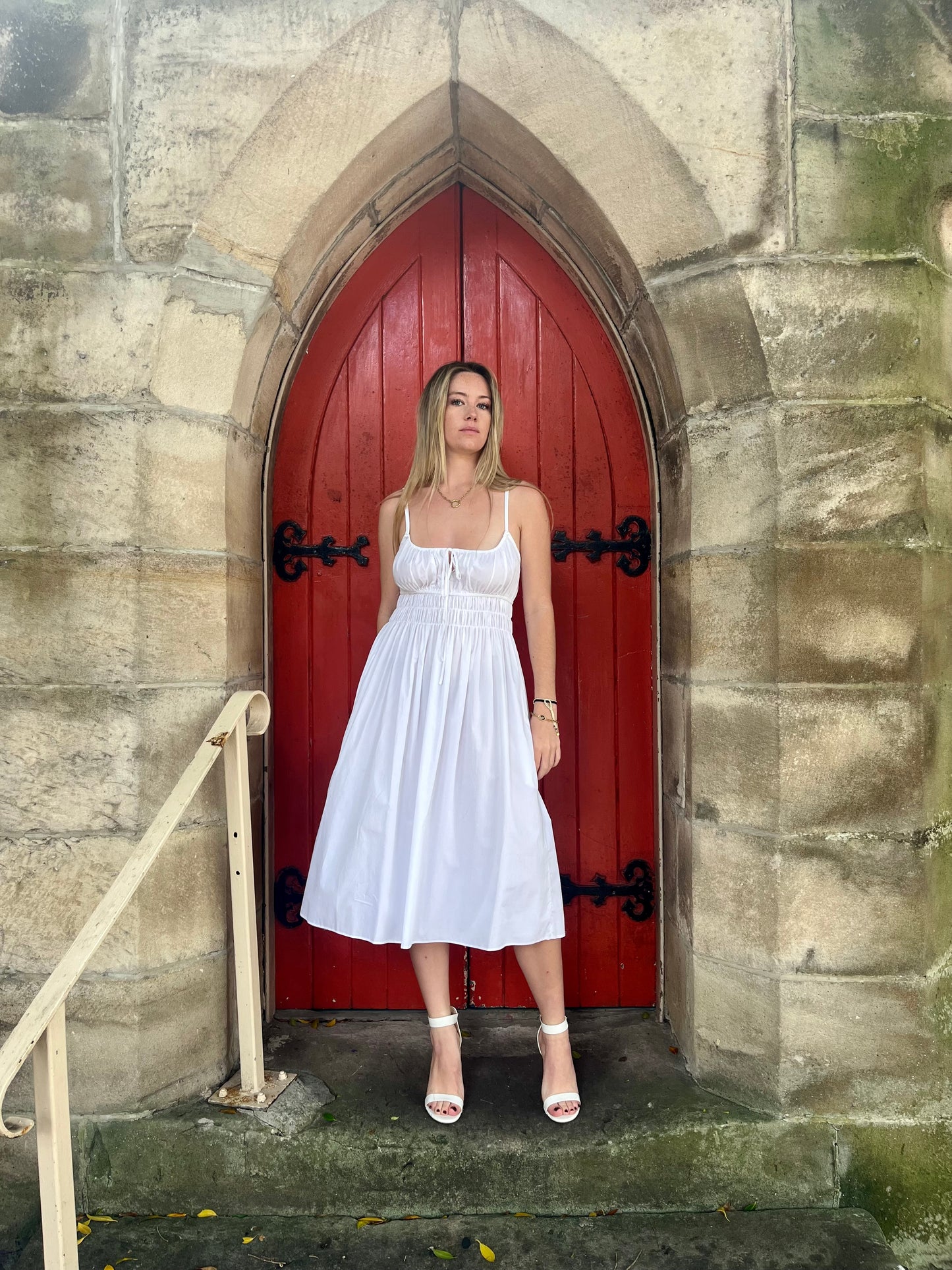 Blaze Noir Positano Shirred Waist Dress - Pink or White (size XS, L)