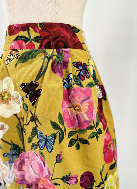 yellow floral skirt