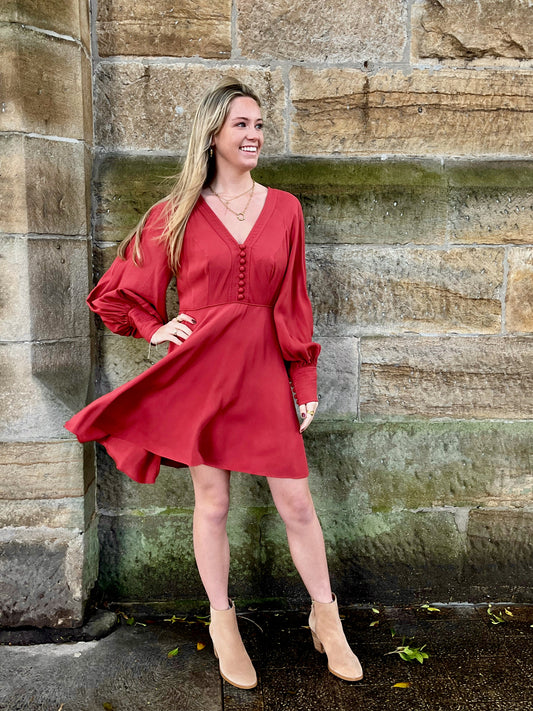 Zimmermann Midi Dress in Rust Red