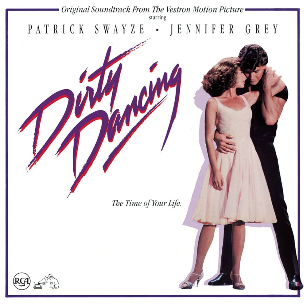 Music CD cover for 'Dirty Dancing' featuring the film's stars Patrick Swayze and Jennifer Grey and the title text.