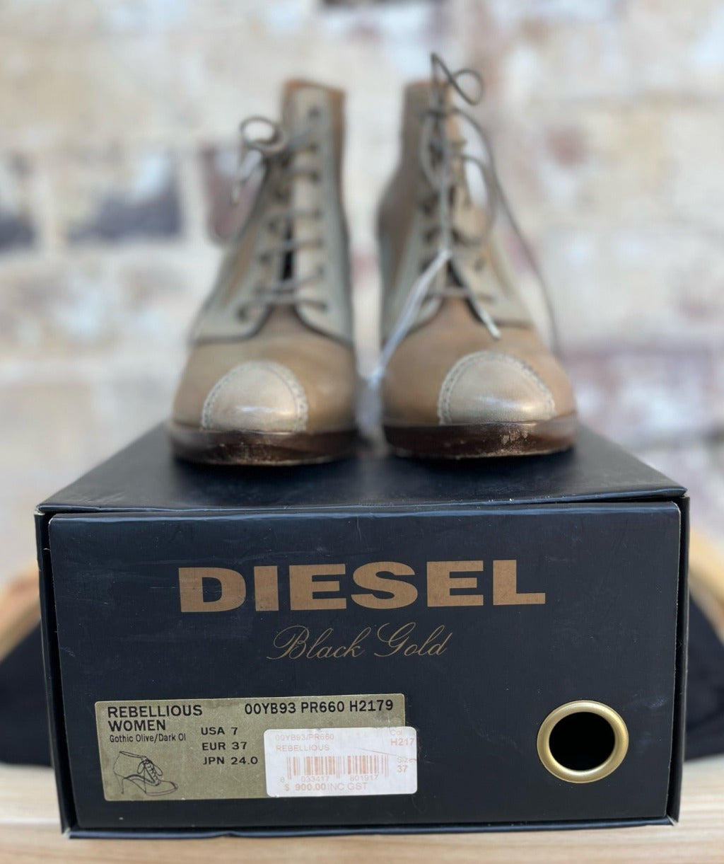 Diesel Lace Up Heel Boot (Size 37 EU)