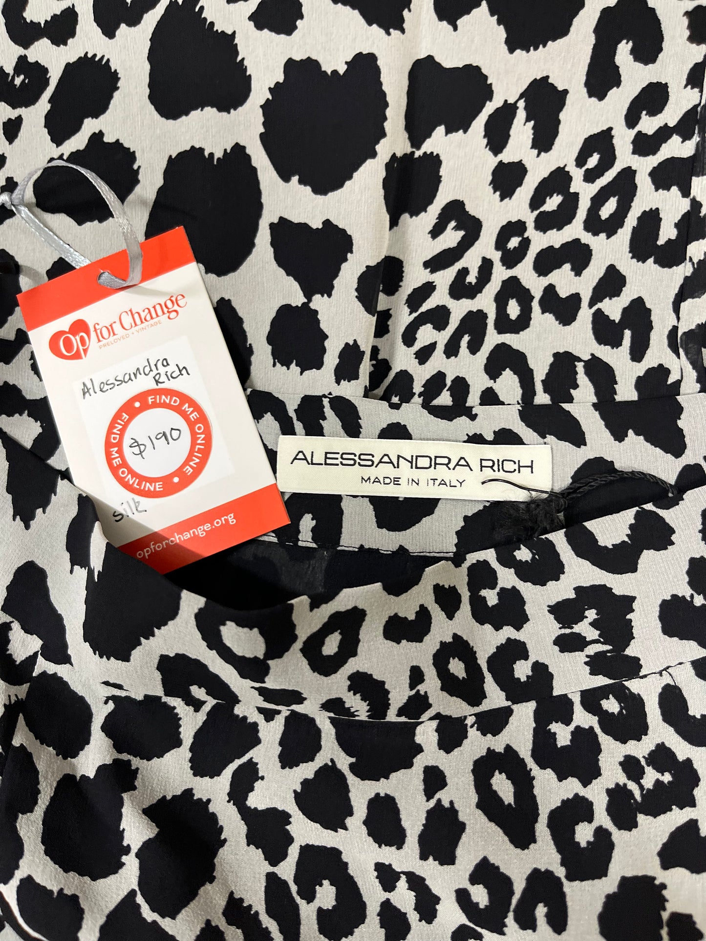 Leopard print fabric with Alessandra Rich label