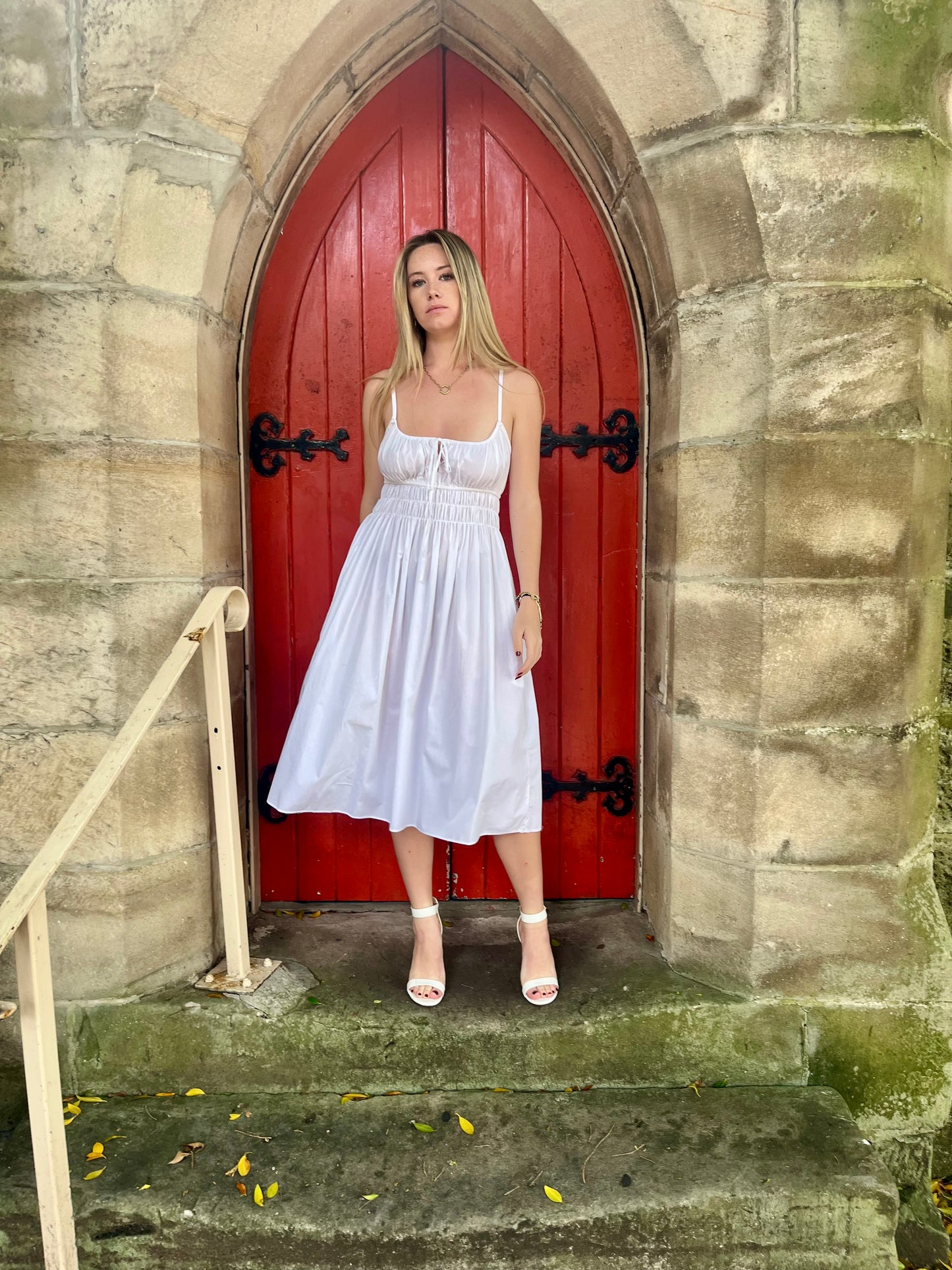 Blaze Noir Positano Shirred Waist Dress - Pink or White (size XS, L)