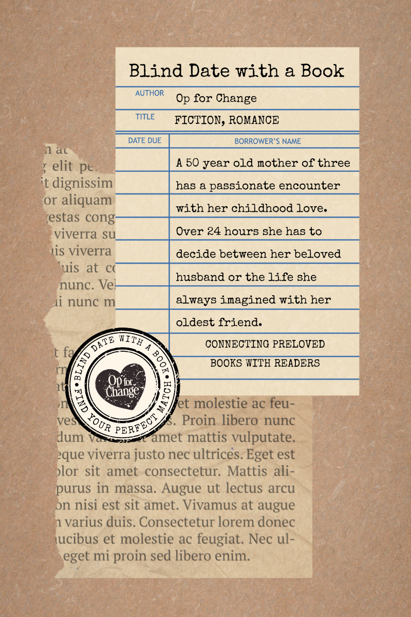 Blind Date with a Book cover with synopsis label on a textured background