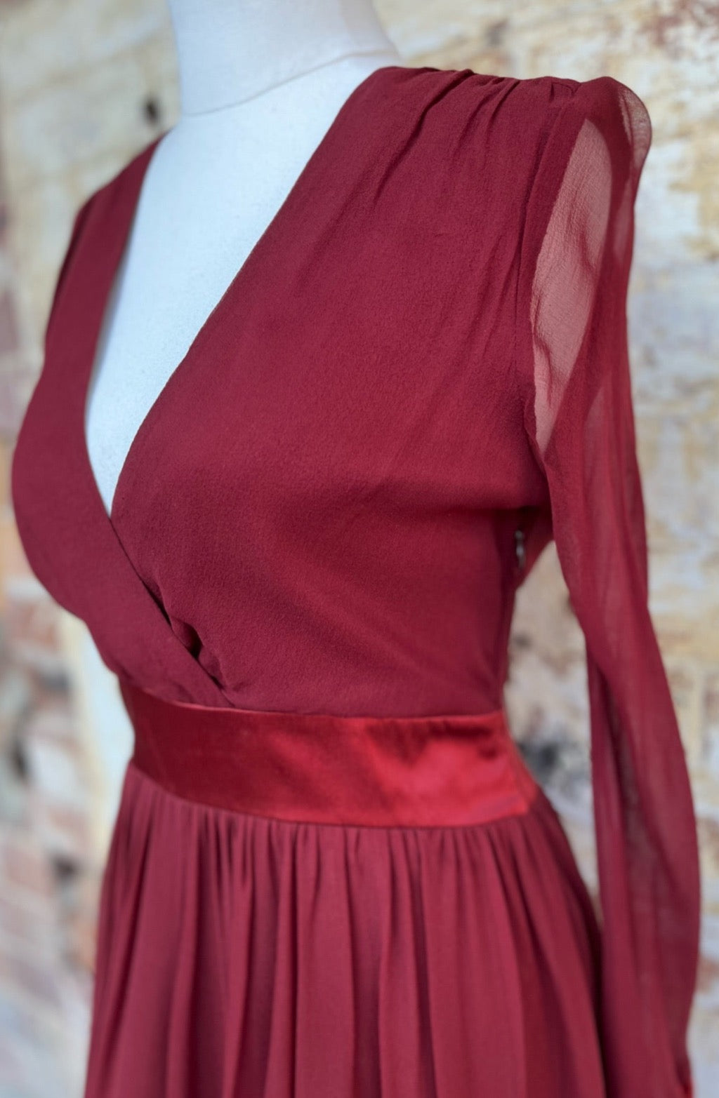 Nougat London Burgundy Silk Dress