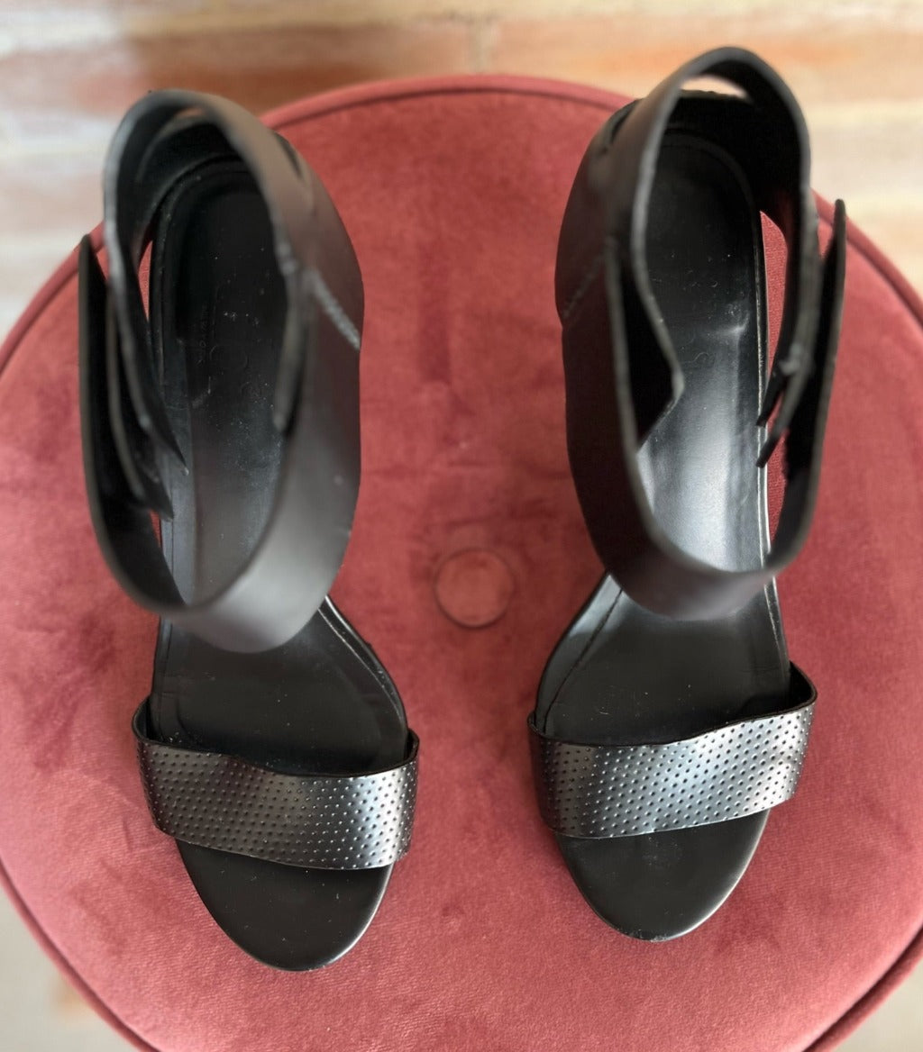 Tibi Black Leather Heels (Size 37)