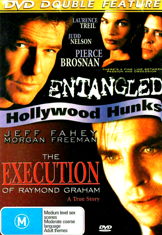 DVD cover for 'Entangled Hollywood Hunks: The Execution of Raymond Graham' double feature, showing close-up portraits of actors and bold title text on a dark background.