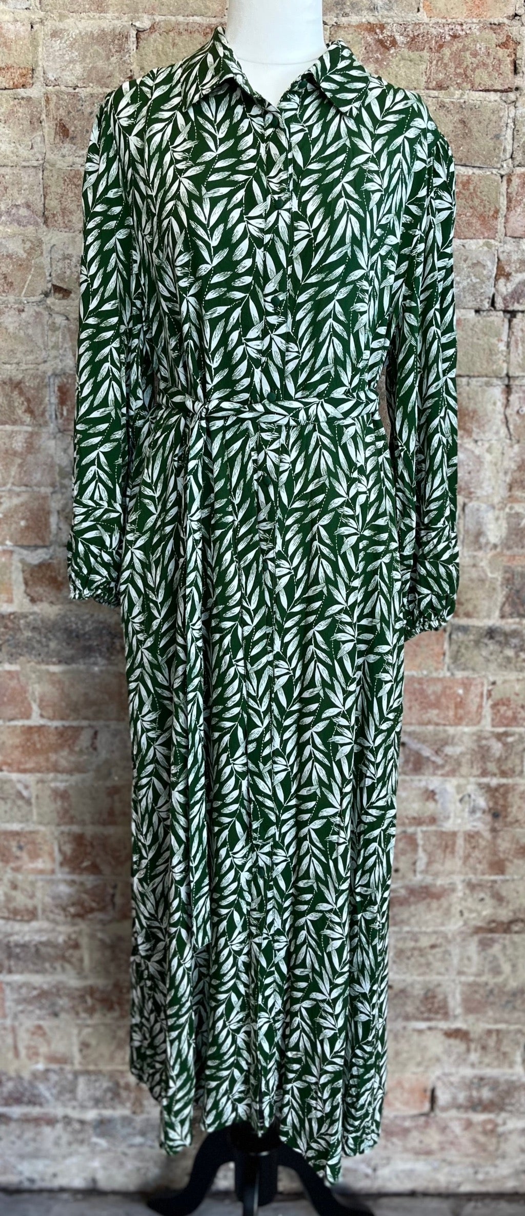 Green Leaf Shirt Dress