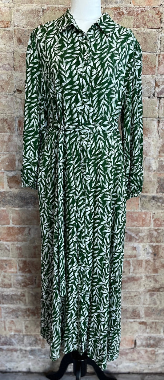Green Leaf Shirt Dress