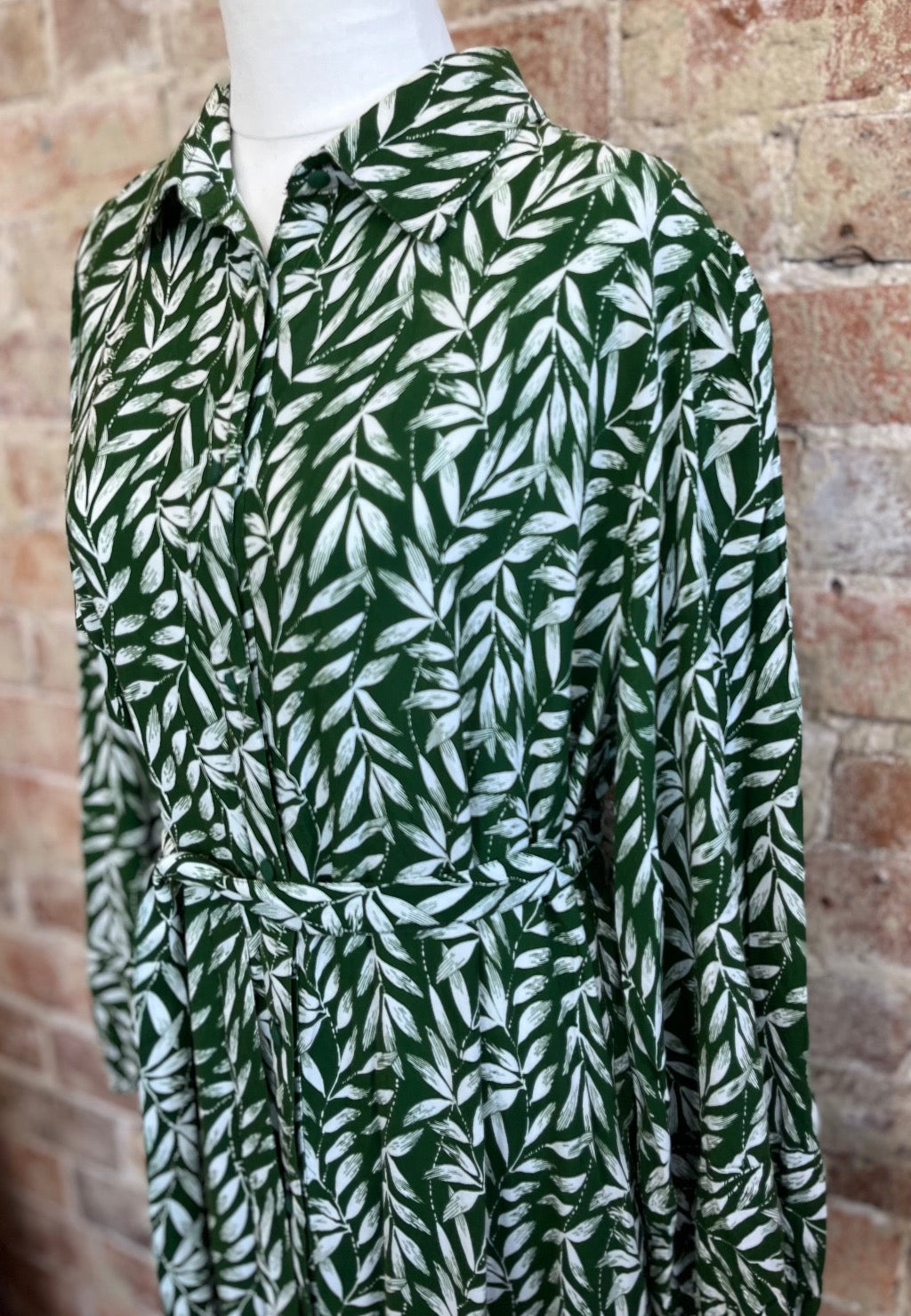 Green Leaf Shirt Dress