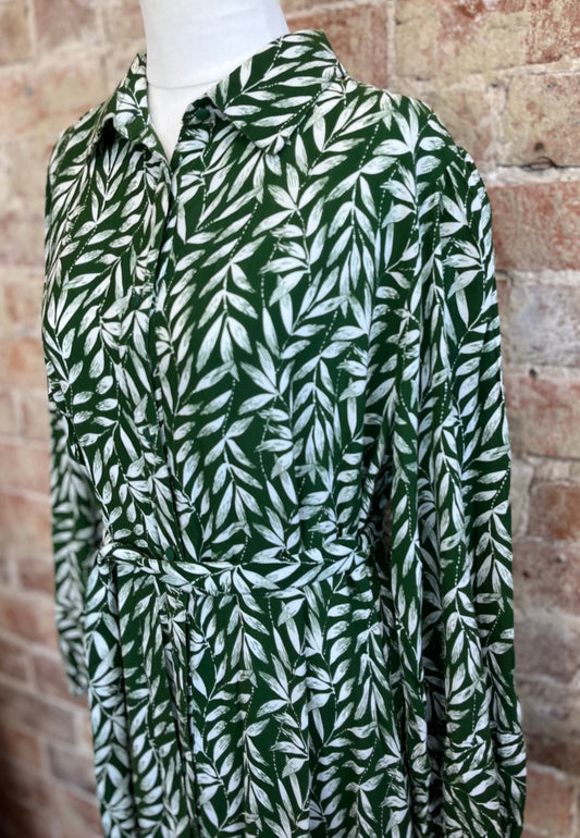 Green Leaf Shirt Dress