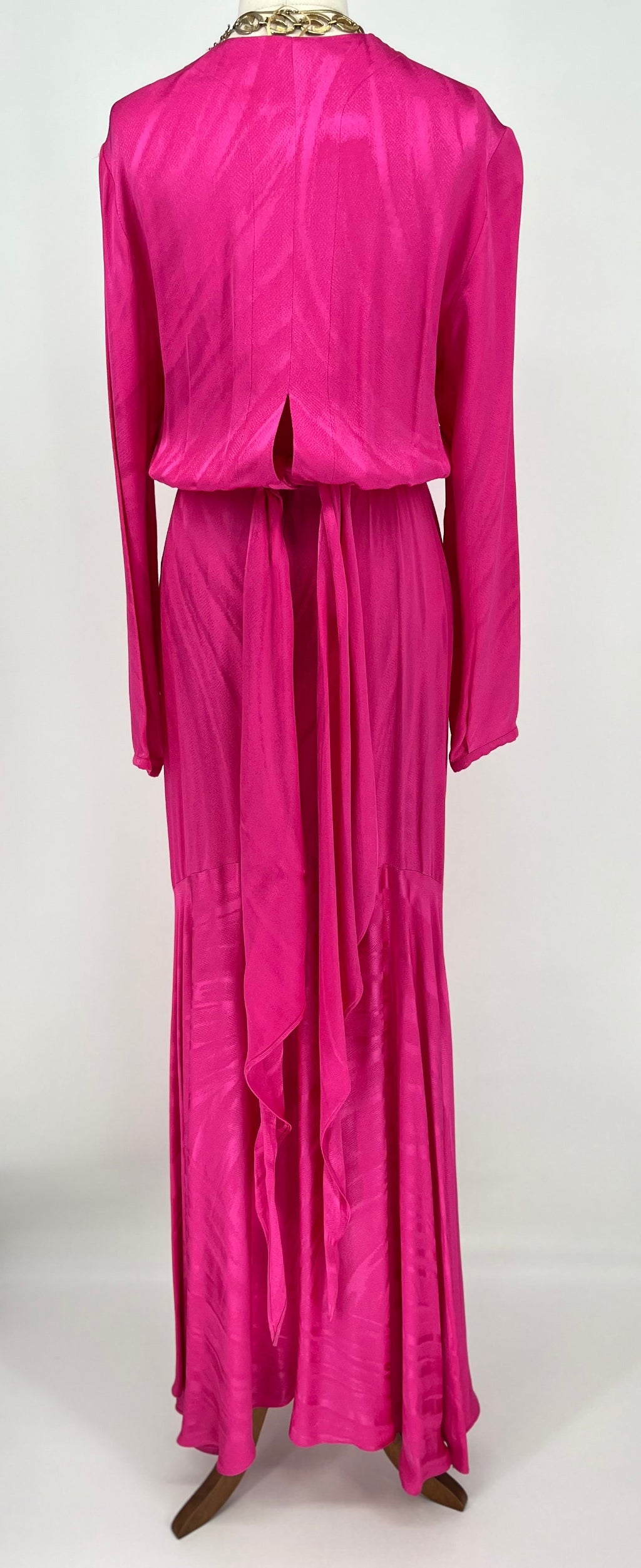 Pink evening gown on a white background