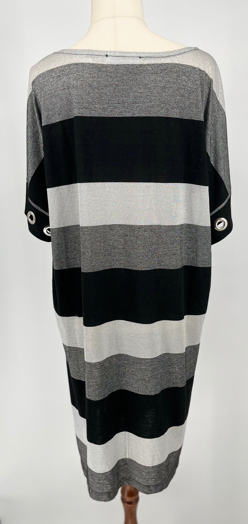 Simona striped dress on mannequin