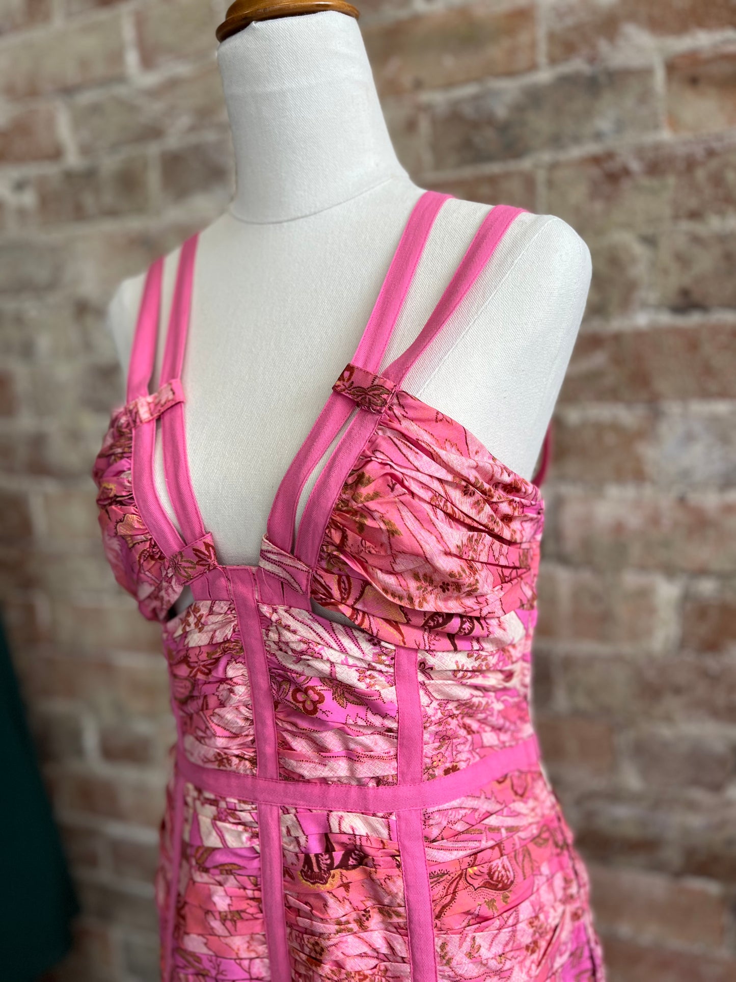 Ulla Jonhson Kaia Floral Print Pink Dress (size  US4 UK 8)