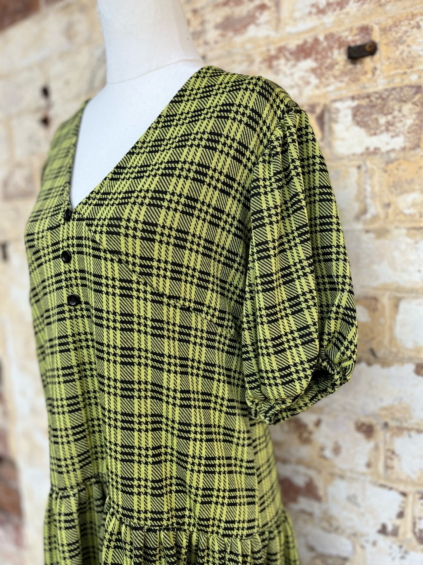 Yellow and Black Checked Dress (size 10)