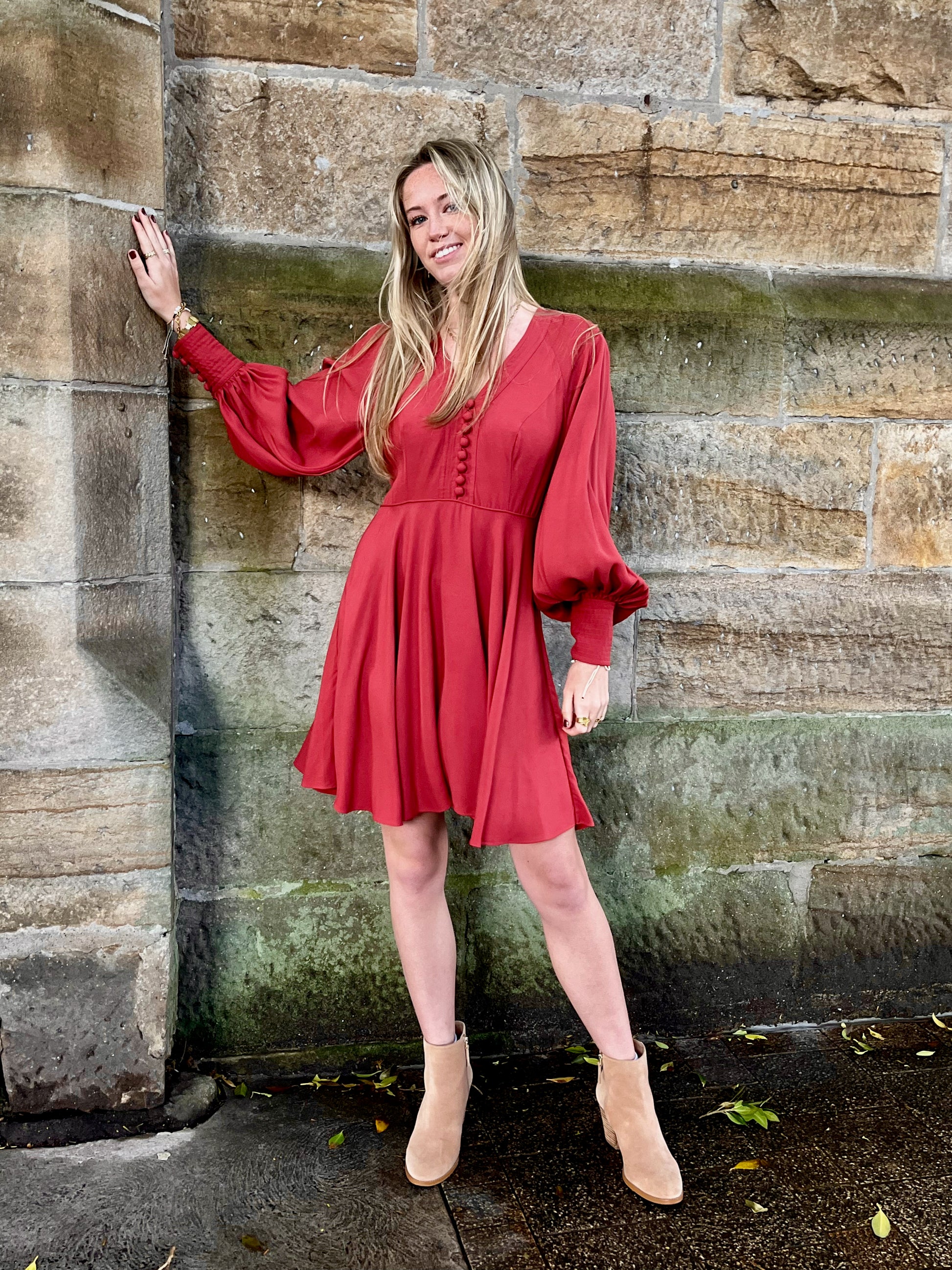 Zimmermann Midi Dress in Rust Red