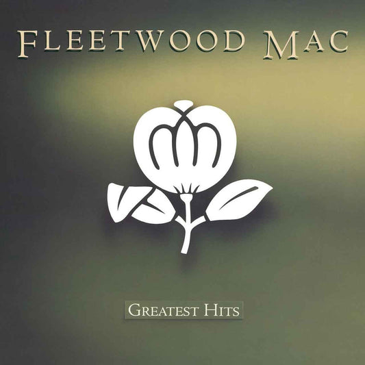 Fleetwood Mac CD cover with a white flower logo on a gradient background with Greatest Hits at the bottom