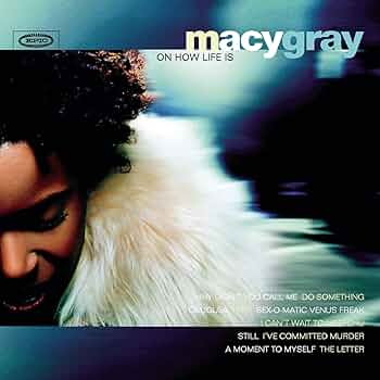 Music CD cover of 'On How Life Is' by Macy Gray with a close-up of the artist's face.