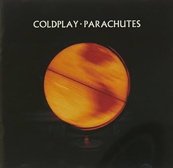 Music CD for Coldplay's 'Parachutes' with a large orange moon/globe on a black background