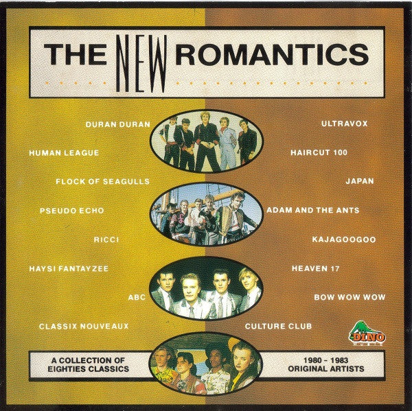 Music CD cover for 'The New Romantics' A Collection of Eighties Classics featuring images of 1980-1983 Original Artists and text.
